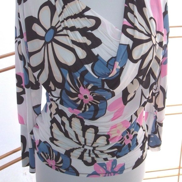 Top Sz M Pink Polka Dot by Shari Seneil Floral - Picture 2 of 5